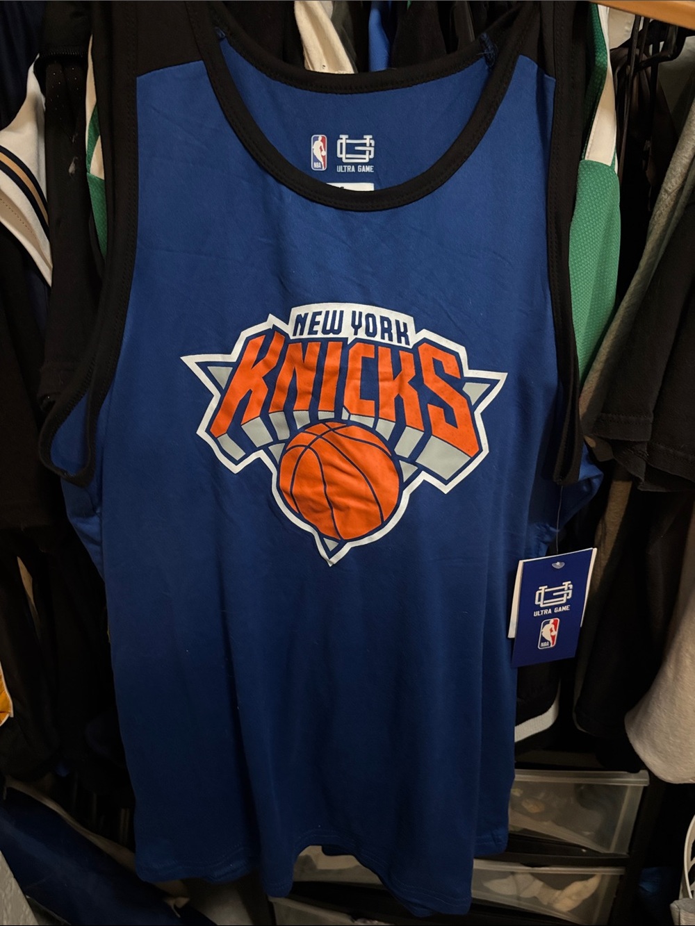 New York Knicks Blue Graphic Basketball Tank Top by Ultra Game